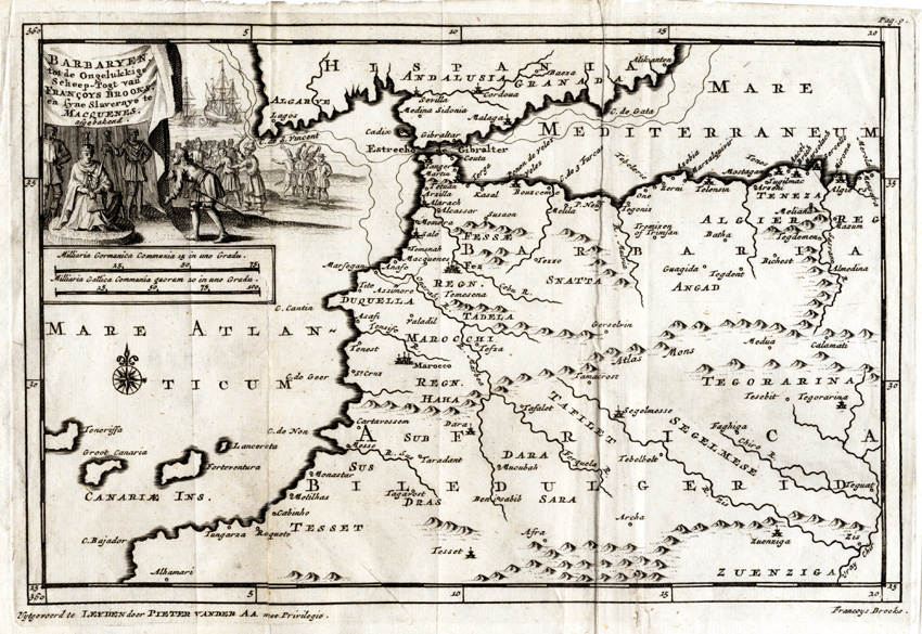 , Antique Travel Account-1681-FRANCIS BROOKS-BARBARY-MOROCCO-SLAVE-vd Aa-1707, Pictura Antique Prints
