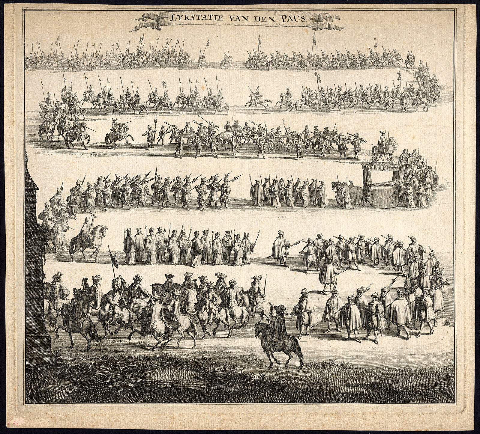 Pc2411 416x376 Antique Master Print-LYKSTATIE-FUNERAL-POPE-BIER-PROCESSION-Elandt-ca. 1700