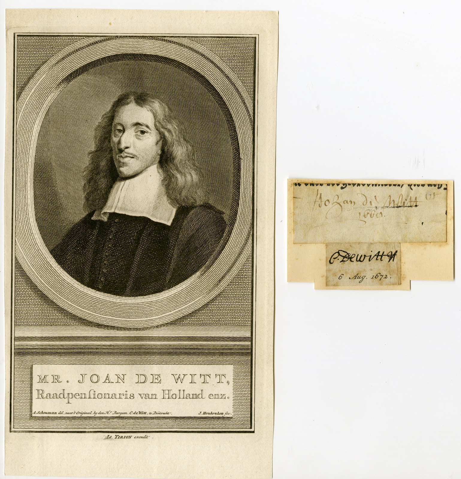 , Antique Print-JOHAN DE WITT-ORIGINAL MANUSCRIPT SIGNATURE-Houbraken-17th.c., Pictura Antique Prints