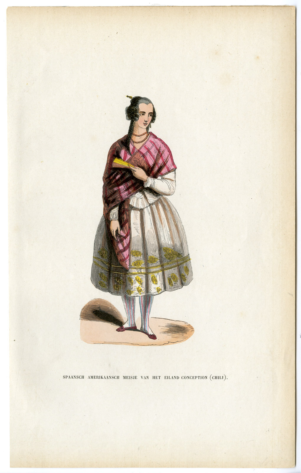 , Antique Print-SOUTH AMERICA-CONCEPCION-CHILE-WOMAN-Wahlen-1844, Pictura Antique Prints