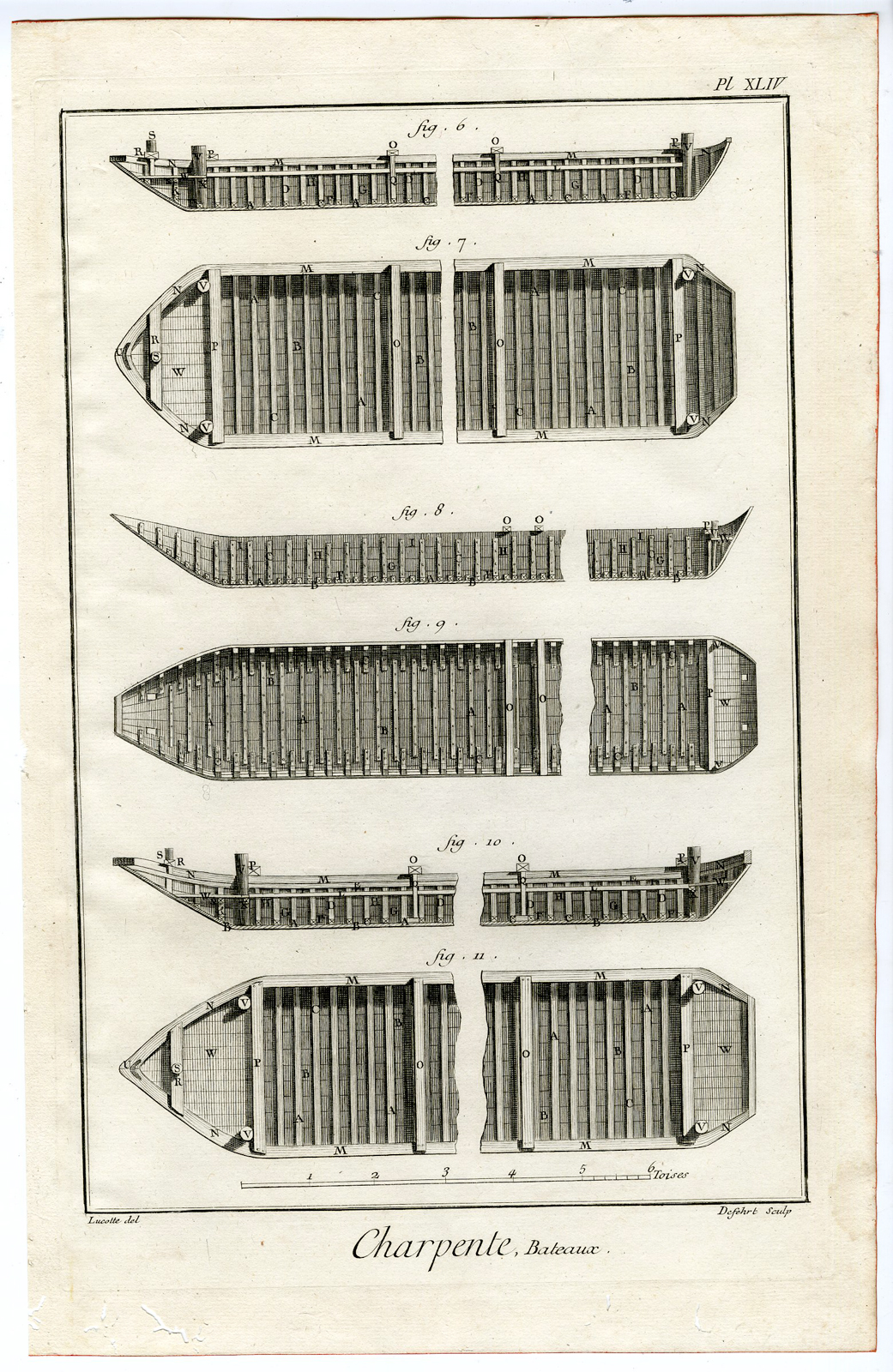 , 4 Antique Prints-CARPENTRY-CARPENTER-WOOD-SHIP BUILDING-BOATS-Diderot-1751, Pictura Antique Prints