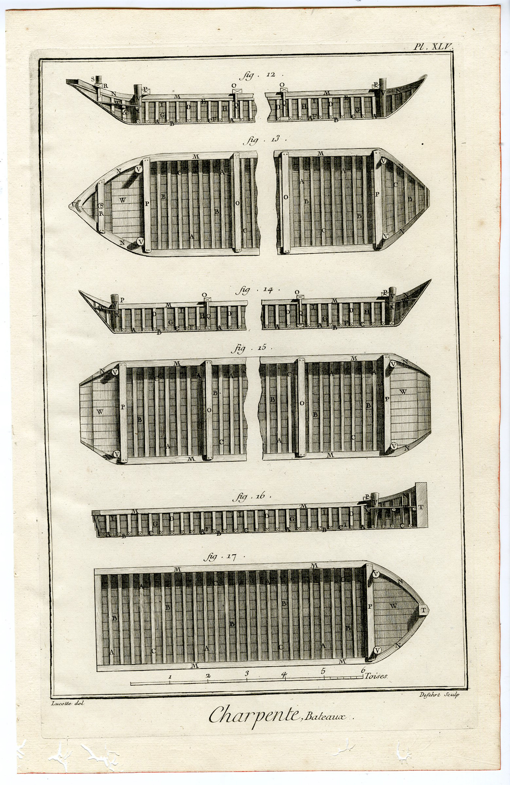 , 4 Antique Prints-CARPENTRY-CARPENTER-WOOD-SHIP BUILDING-BOATS-Diderot-1751, Pictura Antique Prints