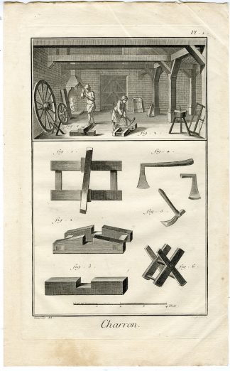 7 Antique Prints-CHARRON-WAGON MAKER-Diderot-Benard-1751