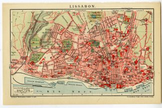 Antique Plan-LISBON-LISBOA-PORTUGAL-Brockhaus-1893