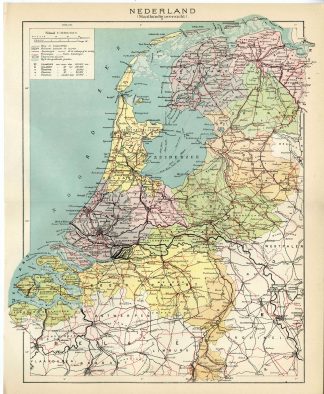 Antique Map-NETHERLANDS-HOLLAND-EUROPE-Meyers-1895