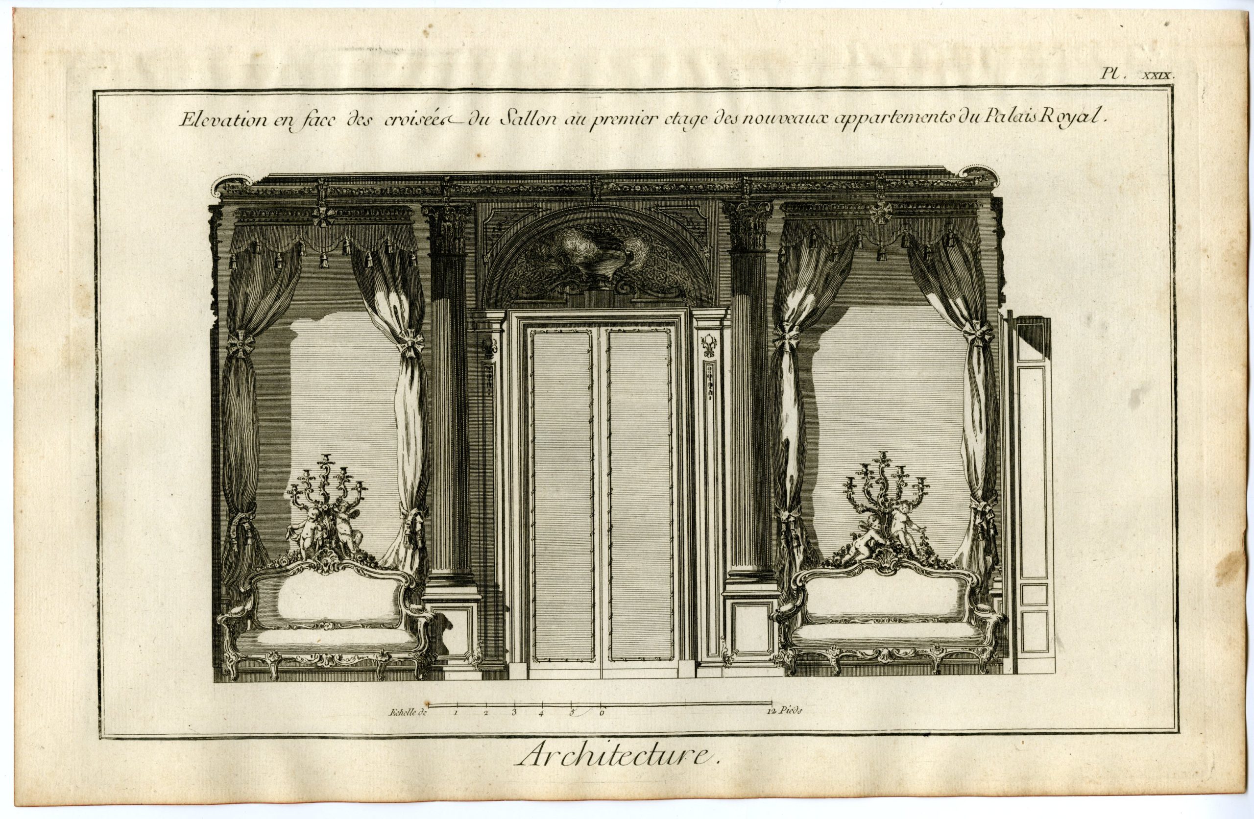, 9 Antique Prints-ROYAL PALACE-FRANCE-ARCHITECTURE-INTERIOR-PARADE-Diderot-1751, Pictura Antique Prints