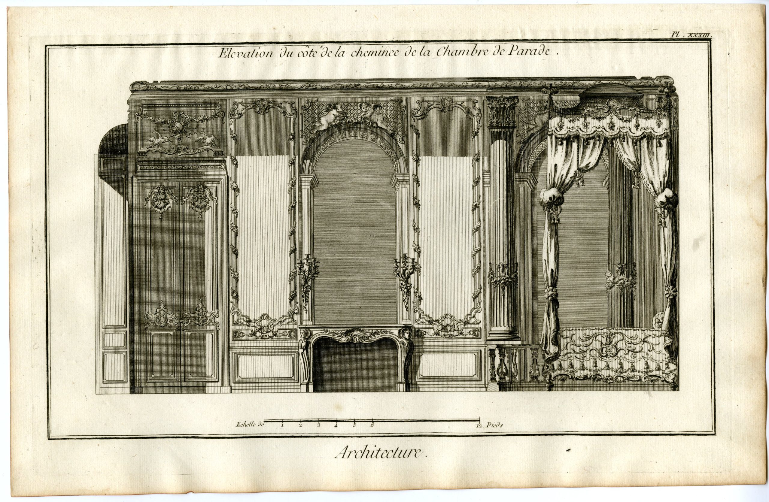 , 9 Antique Prints-ROYAL PALACE-FRANCE-ARCHITECTURE-INTERIOR-PARADE-Diderot-1751, Pictura Antique Prints