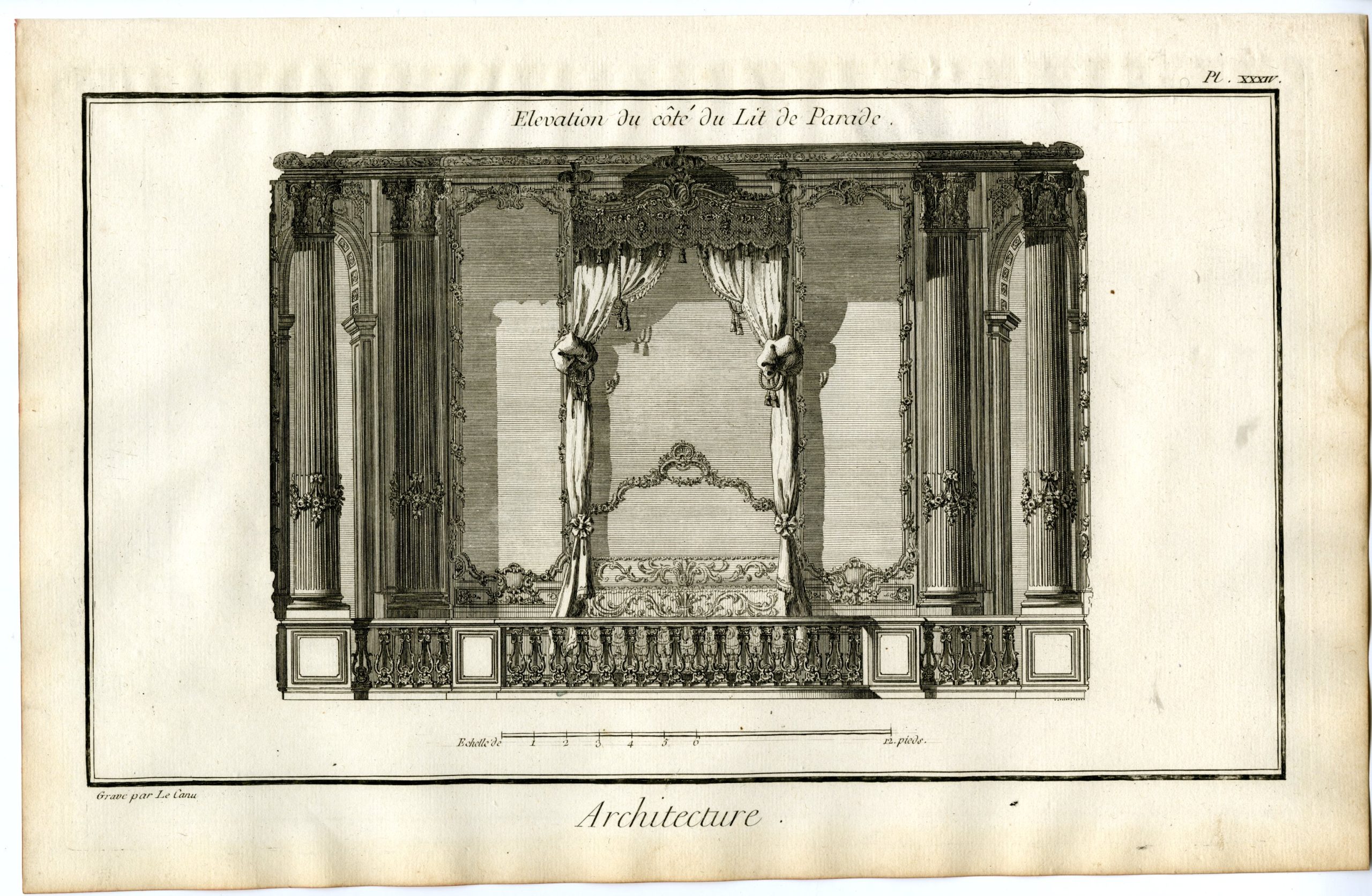 , 9 Antique Prints-ROYAL PALACE-FRANCE-ARCHITECTURE-INTERIOR-PARADE-Diderot-1751, Pictura Antique Prints