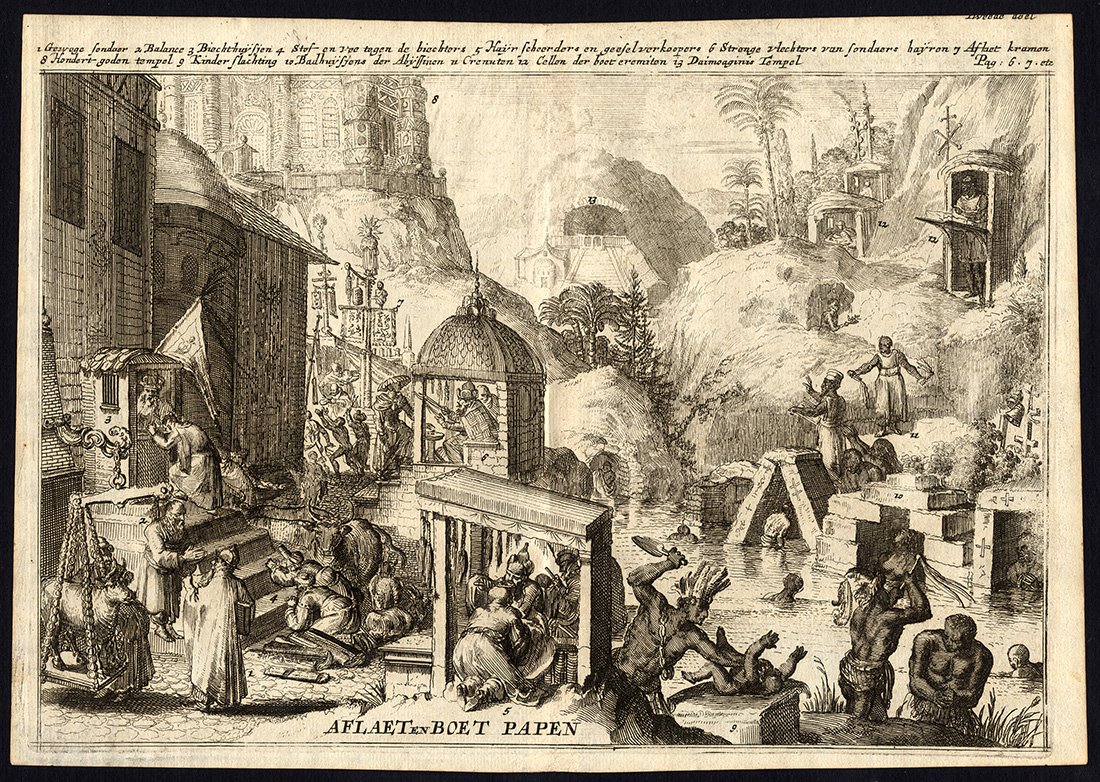 Ab1589 416x296 Rare Antique Print-ABSOLUTION-PENANCE-ABYSSINIA-CHINA-ERMITES-de Hooghe-1682