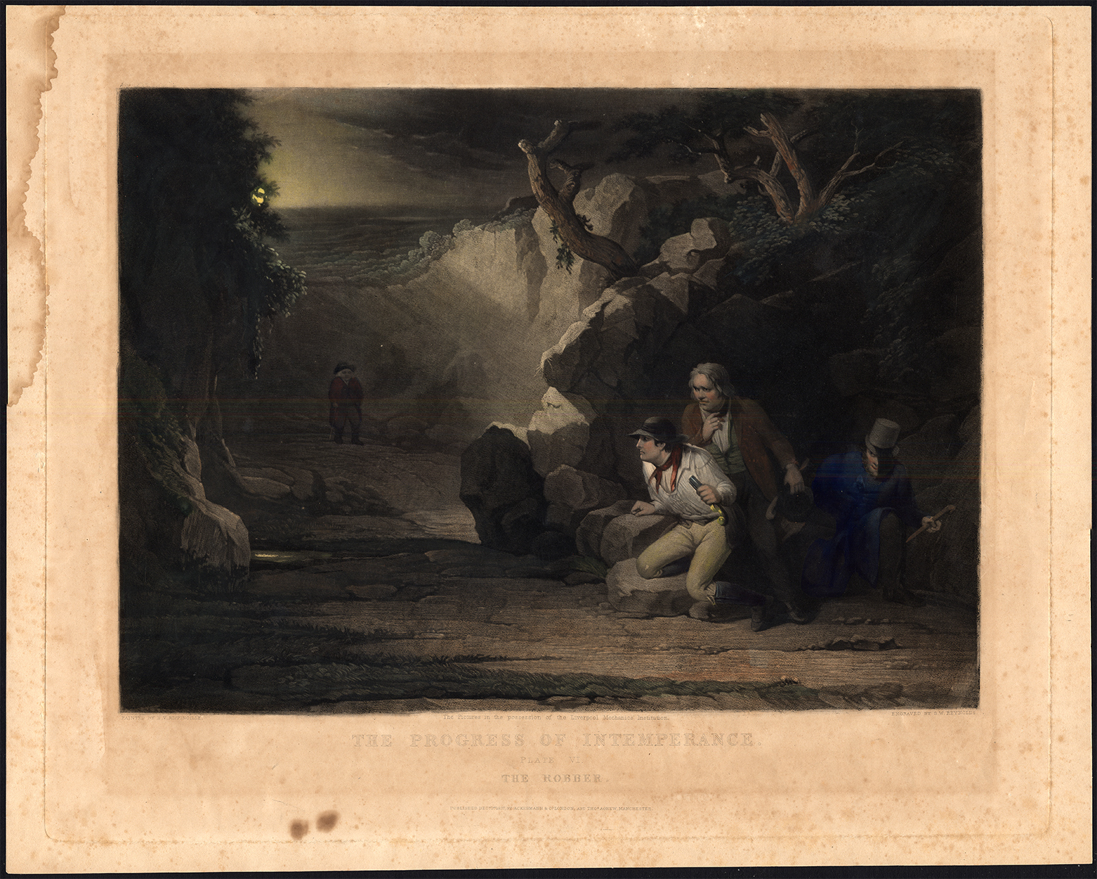 , Antique Master Print-PROGRESS OF INTEMPERANCE-ROBBER-Reynolds-Rippingille-1837, Pictura Antique Prints