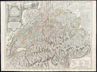 Antique Map-SWITZERLAND-CANTONS-WILLIAM TELL-COATS OF ARMS-Grasset-Vaugondy-1769