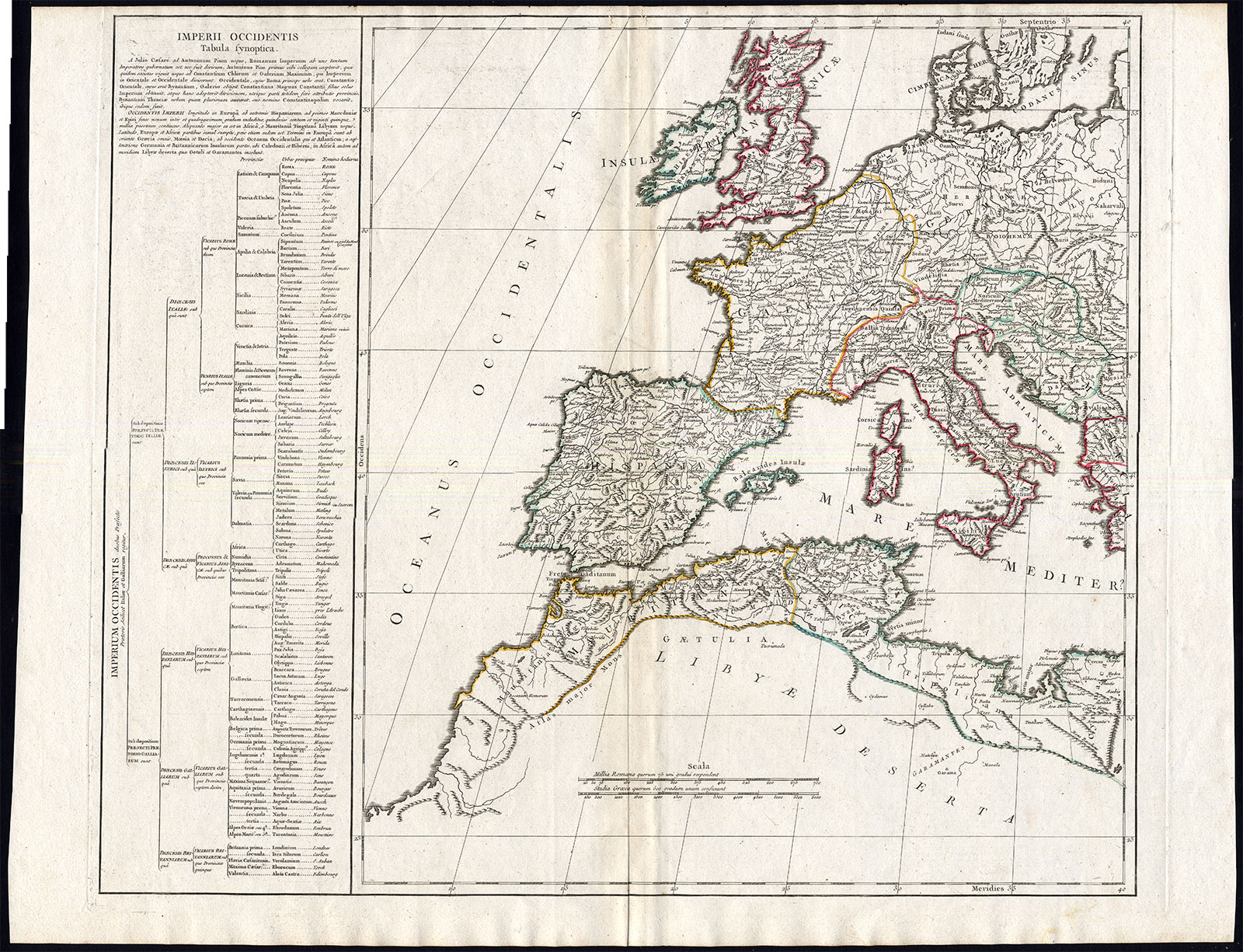 , Antique Map-WESTERN EMPIRE-ROMAN-JULIUS CAESAR-Vaugondy-Delamarche-1790, Pictura Antique Prints
