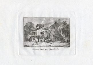 Antique Print-FARMHOUSE-ZURICH-SWITZERLAND-CHICKENS-Franz Niklaus Konig-c. 1810