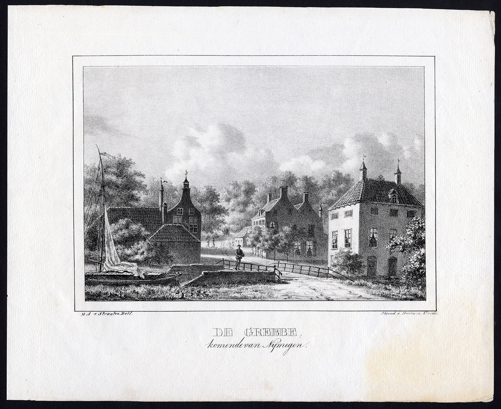 , 9 Antique Prints-VIEWS FROM AMERONGEN TO RHENEN-GREBBEBERG-Michel Mourot-1829, Pictura Antique Prints