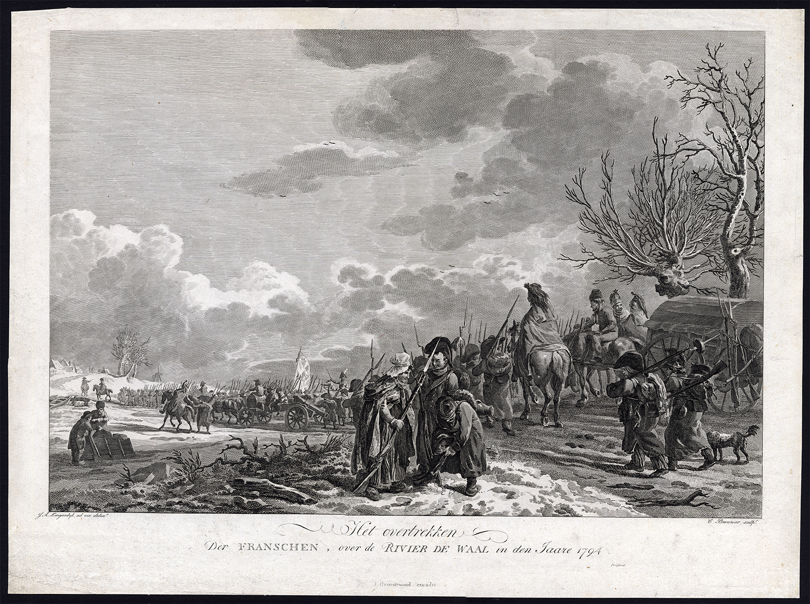 , Rare Antique Print-PICHEGRU-CROSSING WAAL-ZALTBOMMEL-Brouwer-Langendijk-1795, Pictura Antique Prints