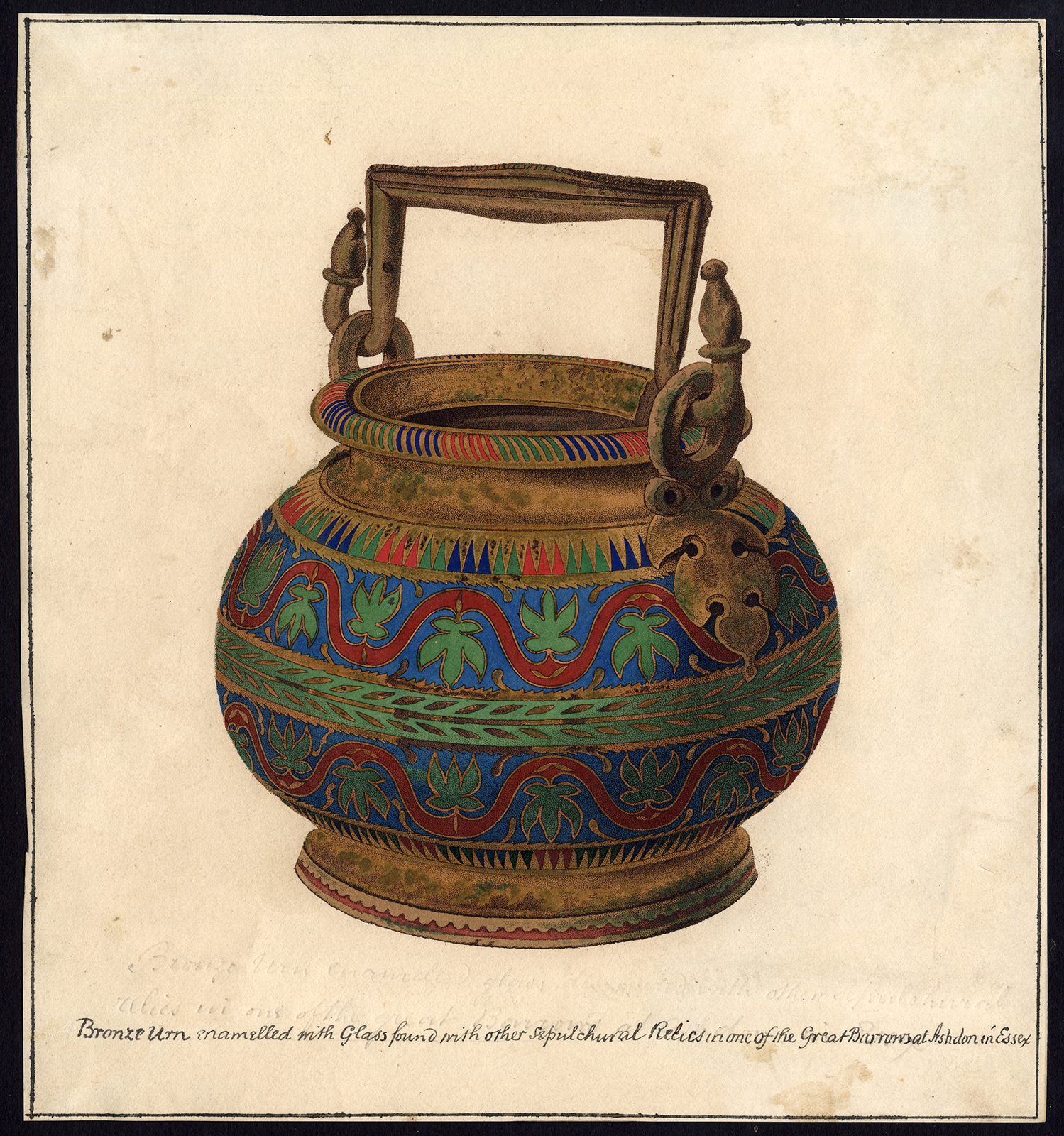 , Antique Print-BRONZE URN-ASHDON-ESSEX-UK-c. 1830, Pictura Antique Prints