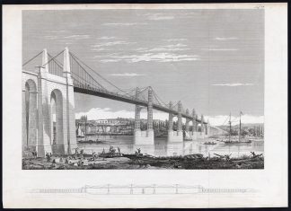 Antique Print-SAINT ANDRE-DE-CUBZAC BRIDGE-DORGOGNE-FRANCE-TECHNICAL VIEW-1843