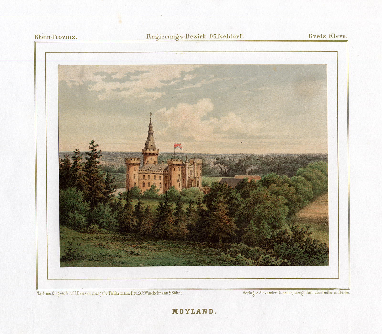 , Antique Print-SCHLOSS MOYLAND-CASTLE-BEDBURG-KLEVE-Hartmann-Deiters-ca. 1860, Pictura Antique Prints