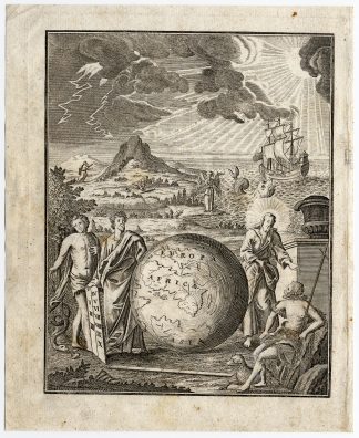 Rare Antique Print-FRONTISPIECE-JONAH-CHRIST-STONE TABLET-SERPENT-Bunting-1754