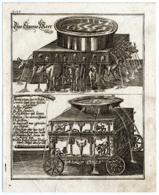 Rare Antique Print-BRAZEN SEA-MOLTEN-TEMPLE OF SOLOMON-Bunting-1754