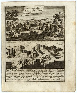 Rare Antique Print-BETHLEHEM-SUBTERANNEOUS-VILLAGE-Bunting-1754