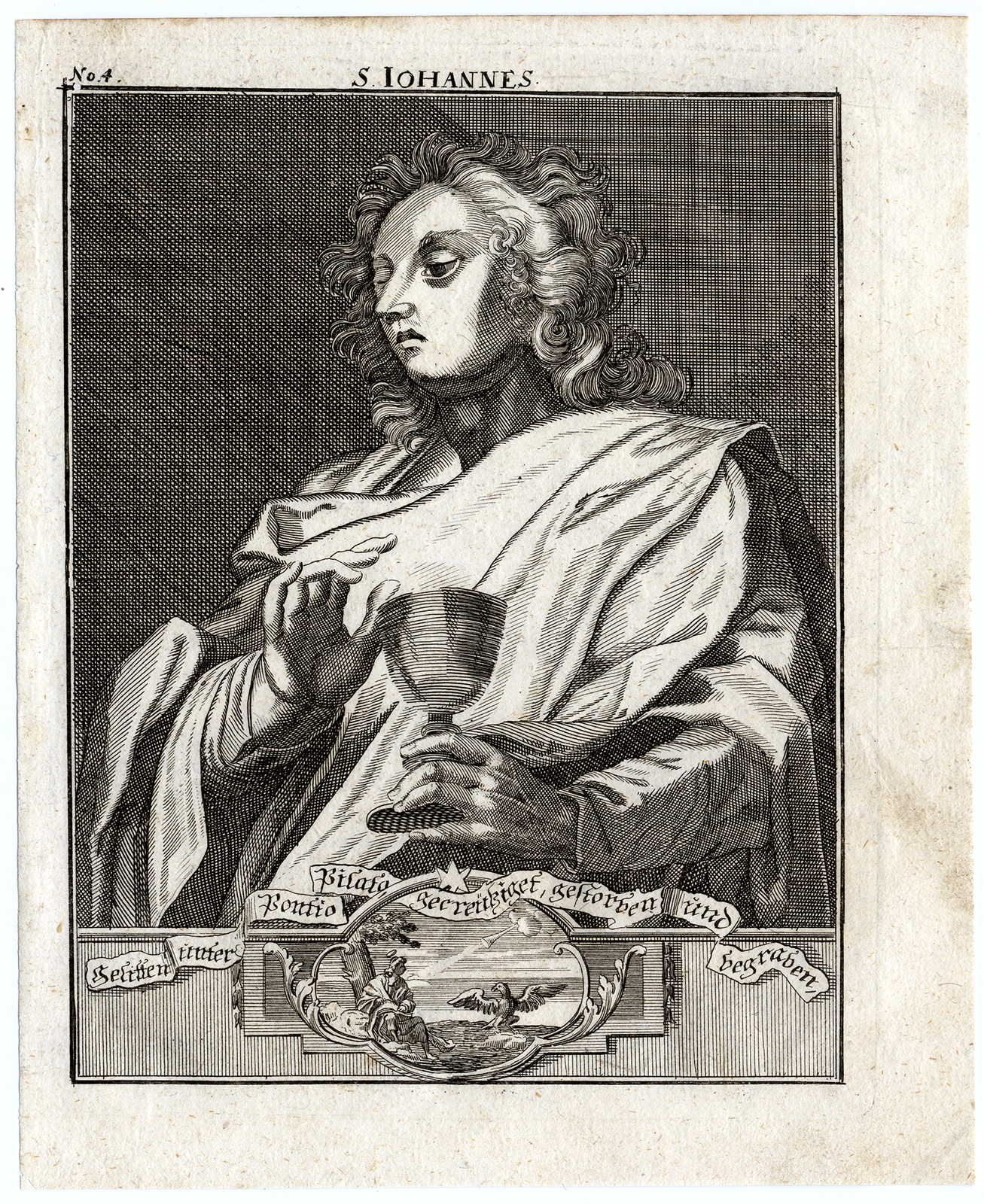 , Rare Antique Print-SAINT JOHN-APOSTLE-CUP-EVANGELIST-MARTYRDOM-Bunting-1754, Pictura Antique Prints
