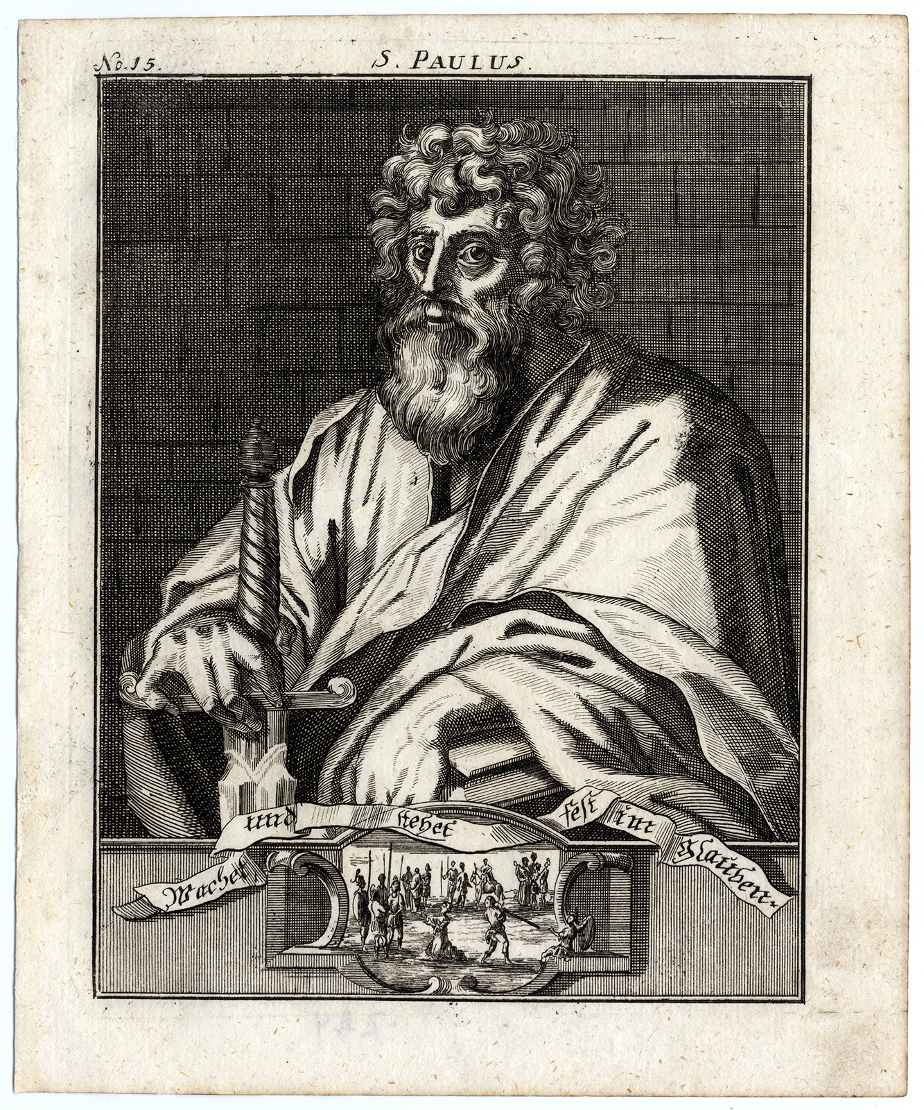 , Rare Antique Print-SAINT PAUL-EVANGELIST-SWORD-MARTYRDOM-Bunting-1754, Pictura Antique Prints