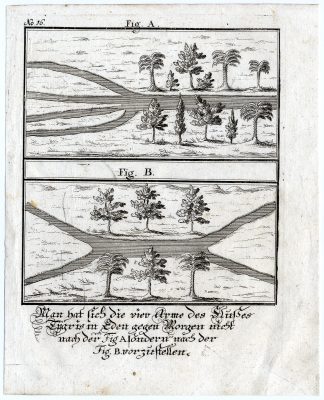 Rare Antique Print-TIGRIS RIVER-BRANCHES-MESOPOTAMIA-IRAQ-Bunting-1754