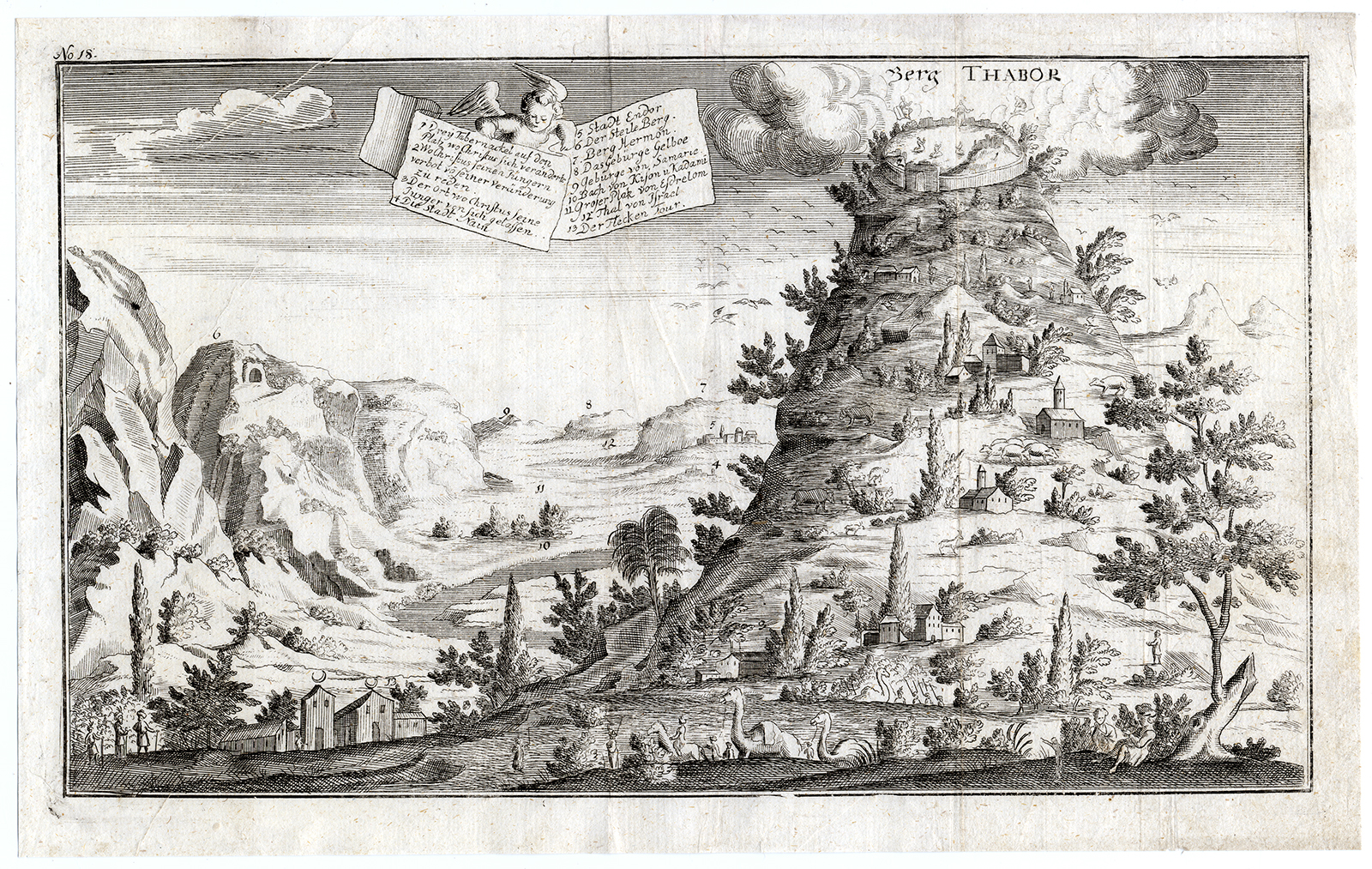 , Rare Antique Print-MOUNT TABOR-GALILEE-CHRISTIAN HISTORY-Bunting-1754, Pictura Antique Prints