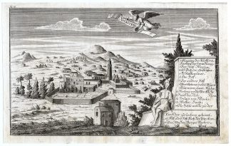 Rare Antique Print-NAZARETH-VILLAGE-VIEW-INDEX-Bunting-1754