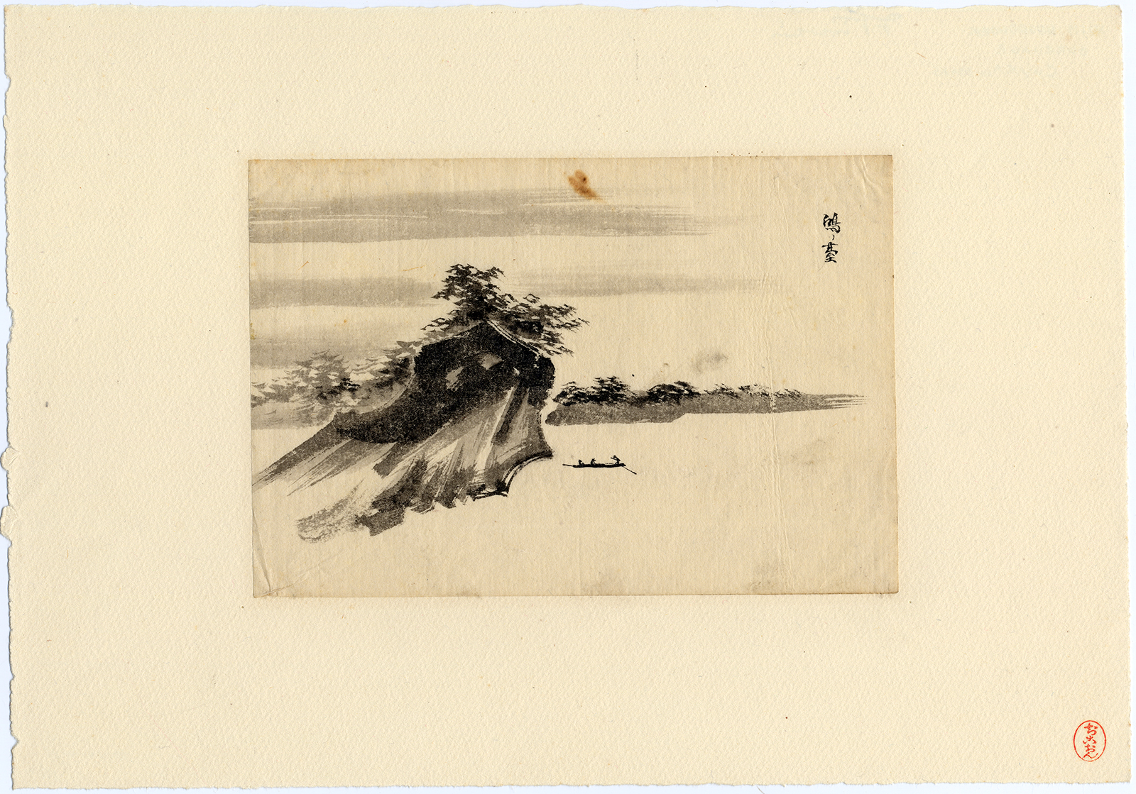 Ab5016 416x291 Japanese Antique Drawing-COAST-SEASCAPE-ROWBOAT-CLIFF-Anonymous-19th c.