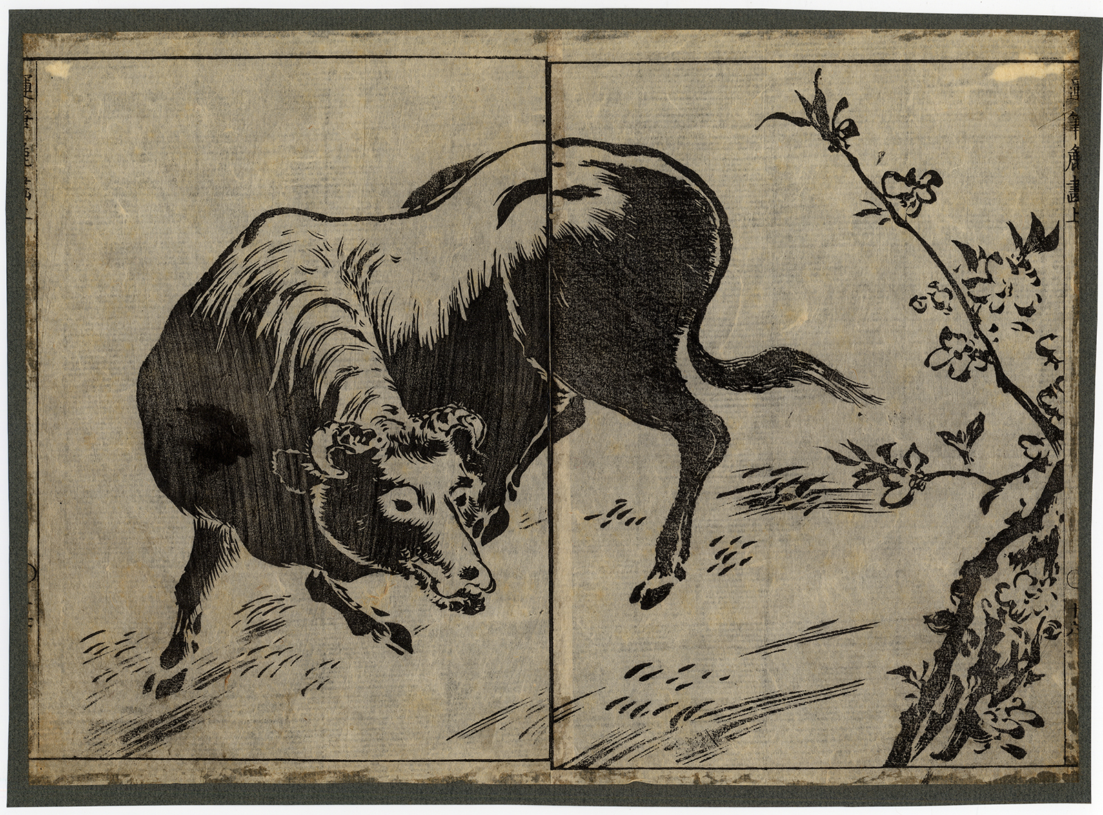 , Japanese Antique Print-EHON-MANGA-BULL-Anonymous-19th c., Pictura Antique Prints