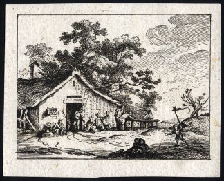 Antique Master Print-INN-REST-STREAMER-PENNON-Chereau-ca. 1700