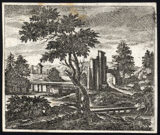 Antique Master Print-LANDSCAPE-GATE-BRIDGE-Stockmann-ca. 1750