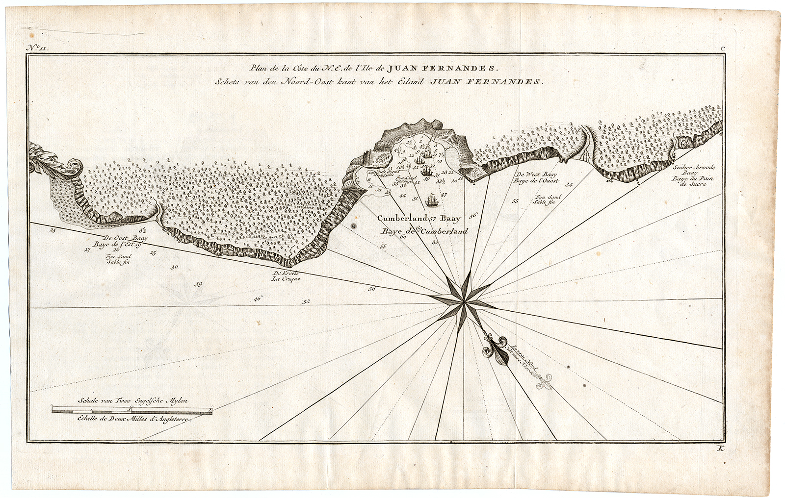 , Antique Map-JUAN FERNANDEZ ISLAND-COAST-CHILE-Anson-1765, Pictura Antique Prints