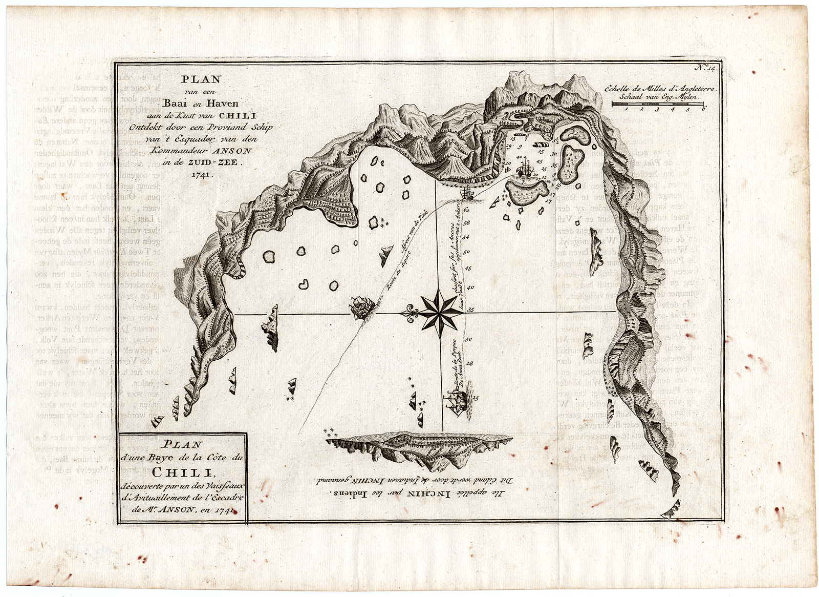 , Antique map-PLAN-COASTAL BAY-CHILE-Anson-1765, Pictura Antique Prints