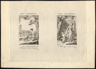Antique Master Print-DOG-FEED-BOY-GIFT-MOTHER-Punt-Buijs-ca. 1770