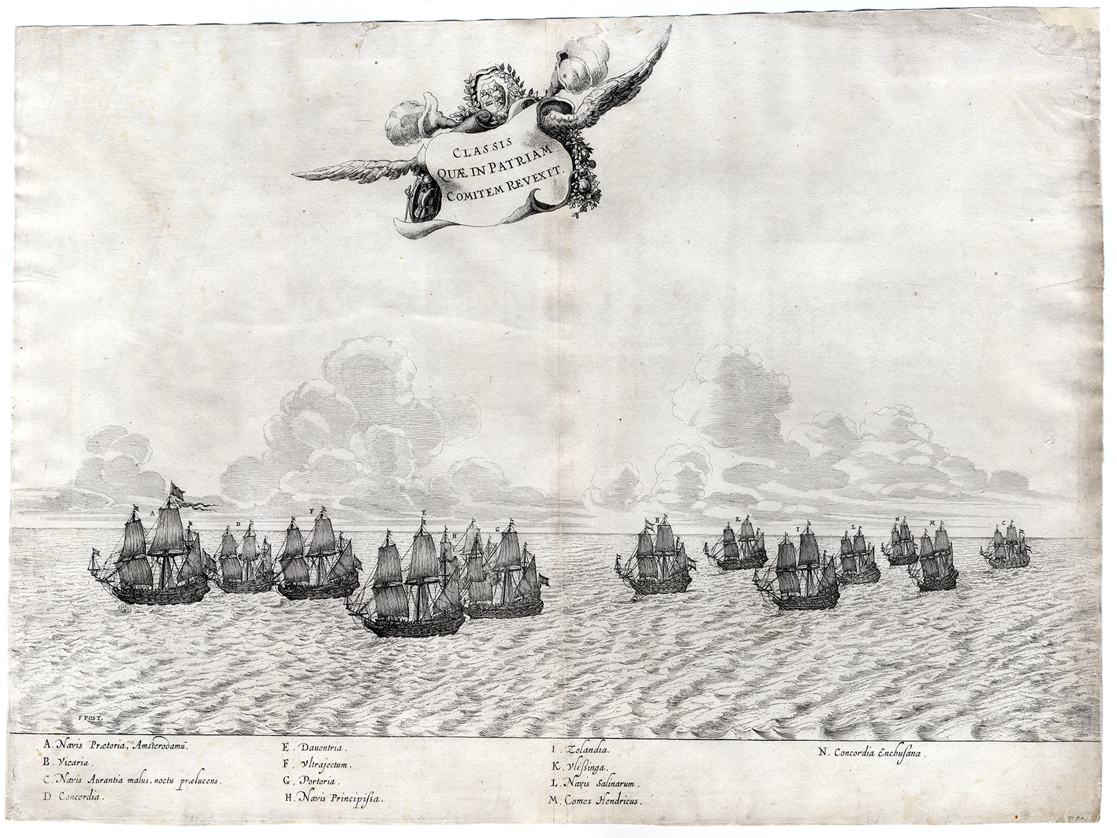 , Rare Antique Print-WIC-RETURN FLEET-JOHAN MAURITS-BRASIL-Post-Savery-1647, Pictura Antique Prints