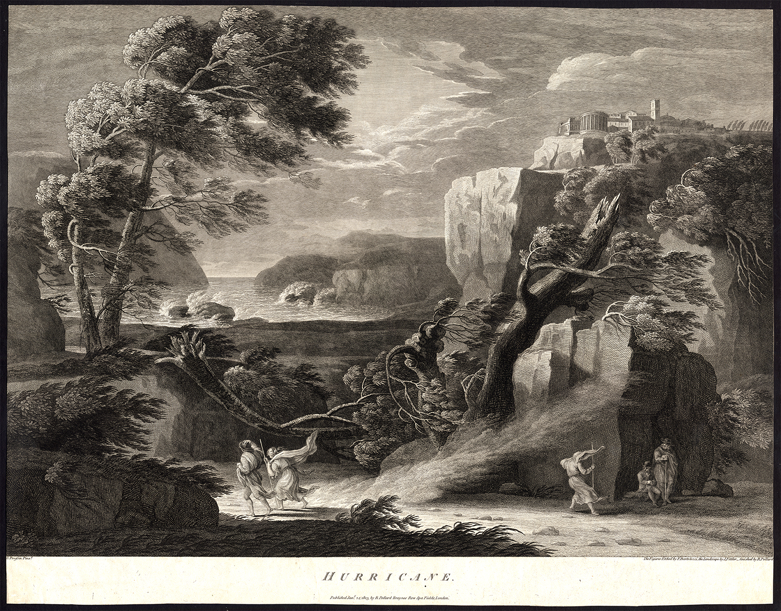 , Antique Master Print-HURRICANE-SHELTER-Poussin-Bartolozzi-Fittler-Pollard-1803, Pictura Antique Prints