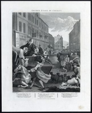 Antique Master Print-CRUELTY-SECOND STAGE-LAMB-HORSE-Hogarth-Cook-1799