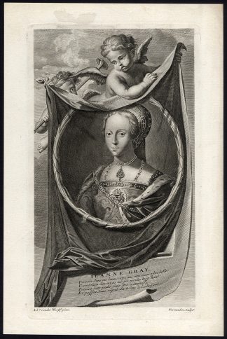 Antique Print-JANE GRAY-NINE DAY QUEEN-ENGLAND-Vermeulen-Van der Werff-1697