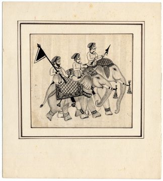 Indian minature painting-ELEPHANT-MAHOUT-ANKUSA-BANNER-Anonymous-ca. 1920
