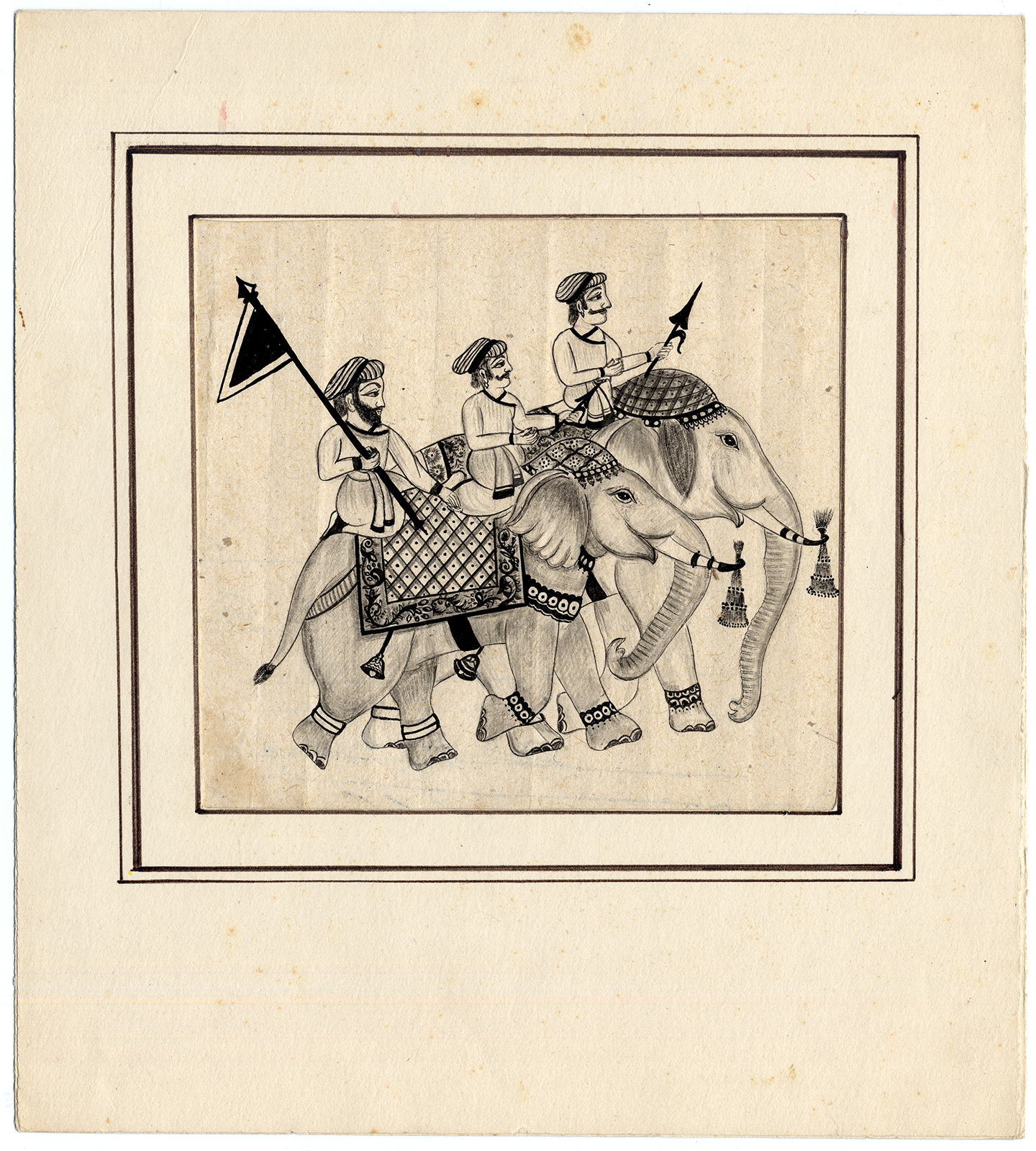 Ab8196 416x462 Indian minature painting-ELEPHANT-MAHOUT-ANKUSA-BANNER-Anonymous-ca. 1920