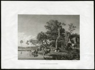 Antique Master Print-LANDSCAPE-CATTLE-NUDE-MILKING-Pauquet-Duparc-Potter-c. 1810