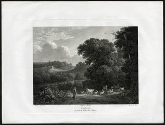 Antique Master Print-LANDSCAPE-SHEPHERDESS-CATTLE-GOAT-Mathieu-Lorrain-ca. 1810