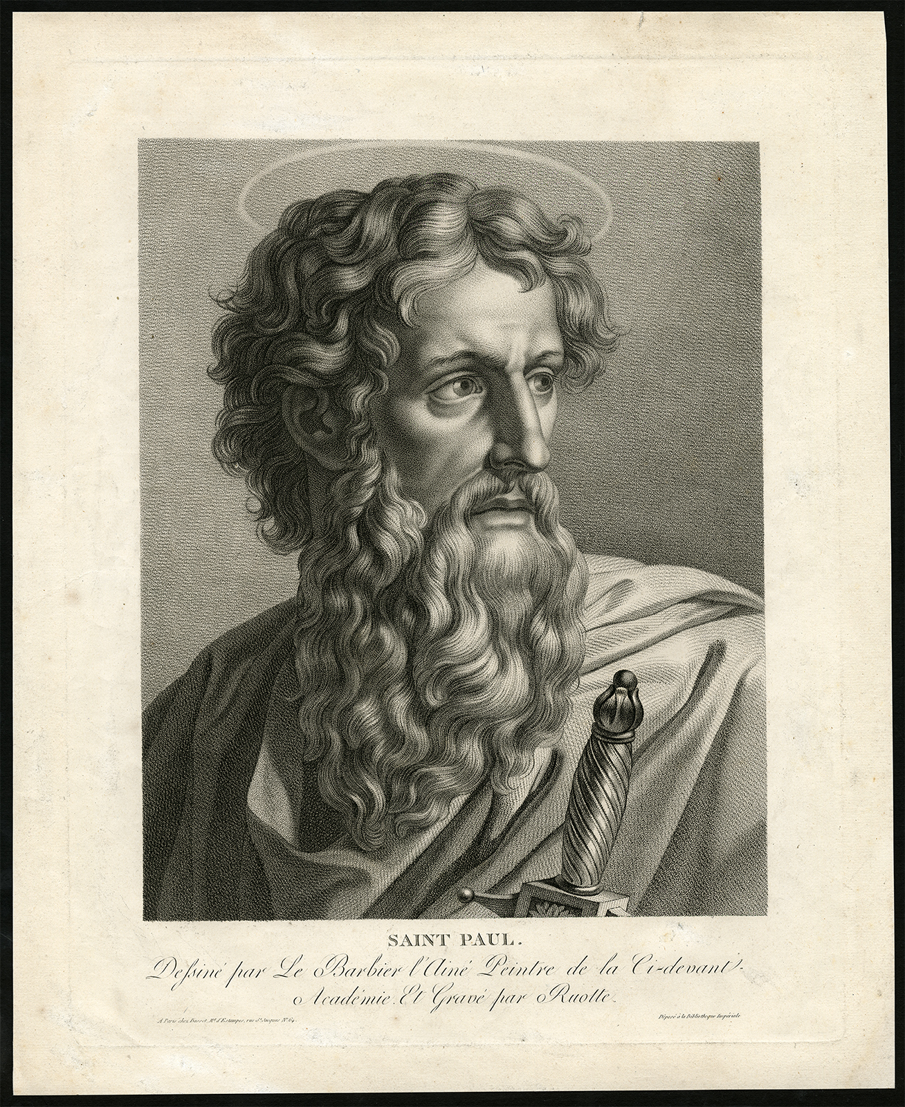 , Antique Print-PORTRAIT-PAUL THE APOSTLE-SWORD-Lebarbier-Ruotte-ca. 1770, Pictura Antique Prints