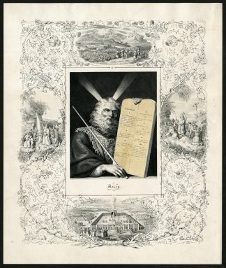 Rare Antique Print-MOSES-10 COMMANDMENTS-BIBLE-Kellerhoven-c.1840