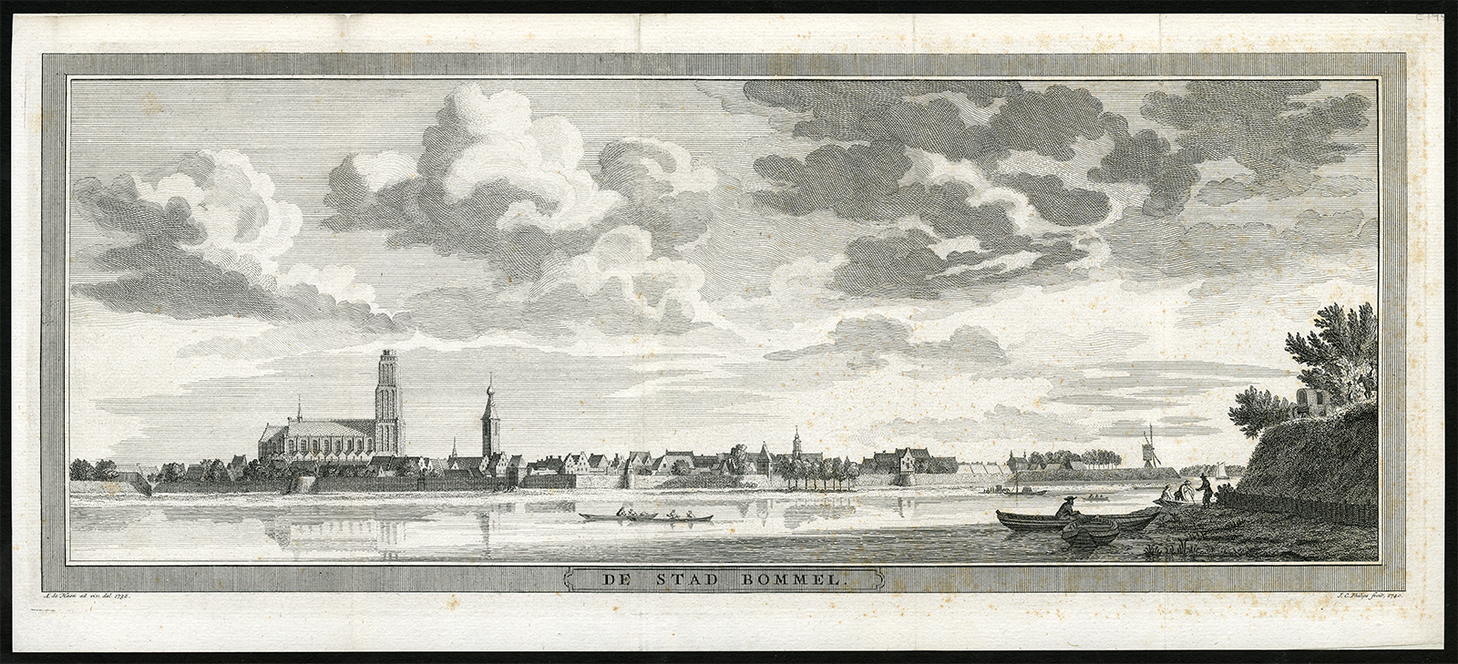 , Antique Print-ZALTBOMMEL-VIEW-RIVER-Philips-Haen-1740, Pictura Antique Prints