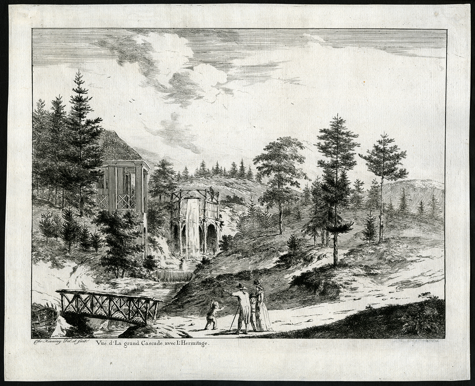 , Antique Print-CASCADE-HERMITAGE-BILJOEN-BEEKHUIZEN-VELP-ESTATE-Henning-ca. 1790, Pictura Antique Prints