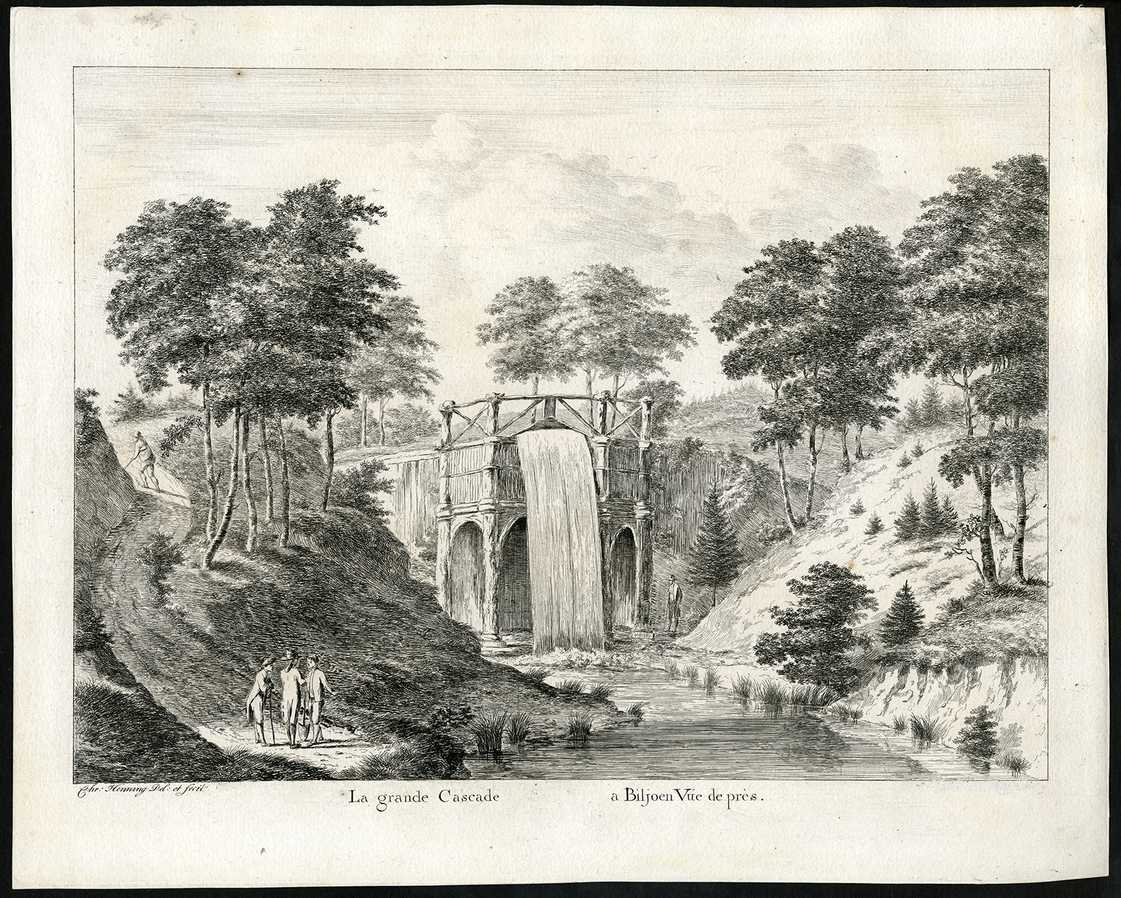 , Antique Print-WATERFALL-BILJOEN-BEEKHUIZEN-VELP-ESTATE-Henning-ca. 1790, Pictura Antique Prints